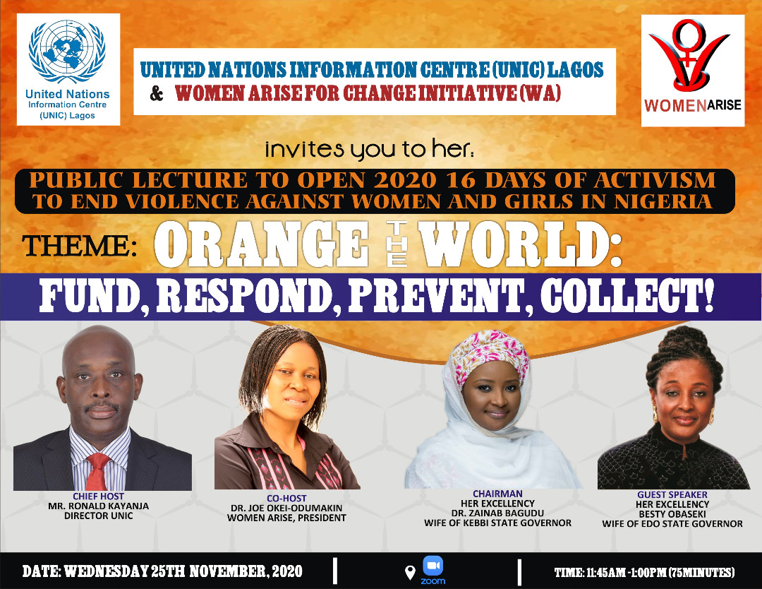 PUBLIC LECTURE TO OPEN 2020: 16 DAYS OF ACTIVISM TO END VIOLENCE AGAINST WOMEN AND GIRLS IN NIGERIA